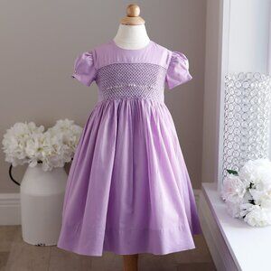 Strasburg Dress Smocked Cotton Lilac Embroidery Portrait Party Traditional